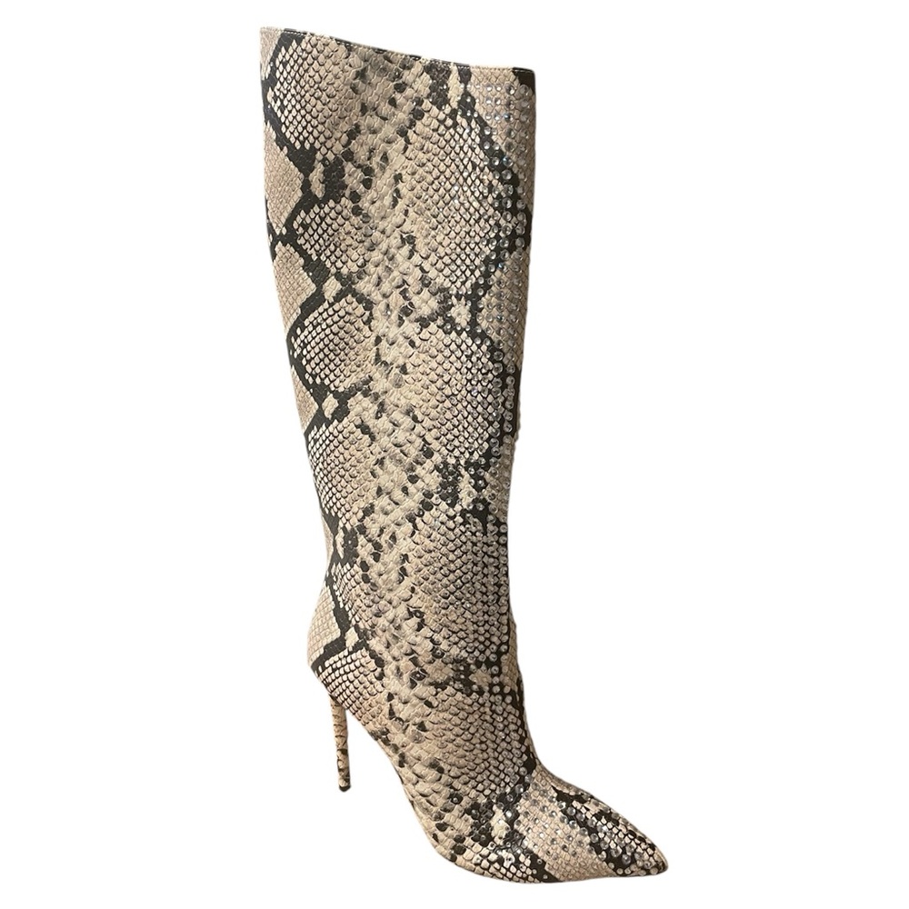 Jennifer Lopez Sparkly Snake Print High Heel Boots Size 8